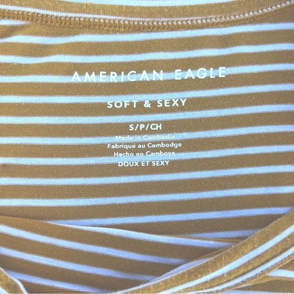 American Eagle Mustard Striped Tee - Picture 4 of 7